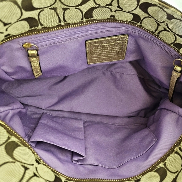 Coach Mosaic Leather Patchwork Shoulder Tote Bag in Gold and Tan F0993-F14004 - Picture 16 of 17